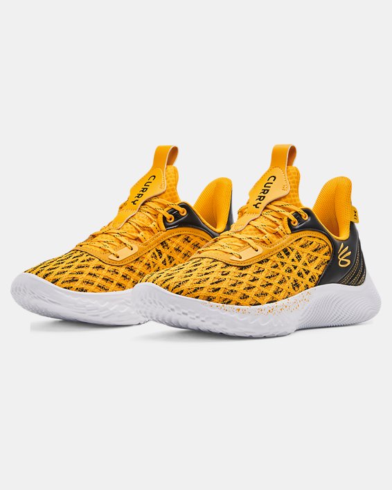 Unisex Curry Flow 9 Team Basketball Shoes, Yellow, pdpMainDesktop image number 3
